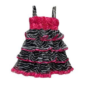 One Posh Kid Girls Size 3T Dress Boutique Fancy Tulle Layered Tiered Black Pink